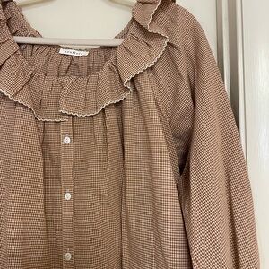 Brown Checkered Blouse